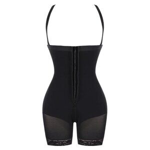 Lover-Beauty Womens Shapewear Size 3XL Black Lace Zipper Stretch Removable Gym